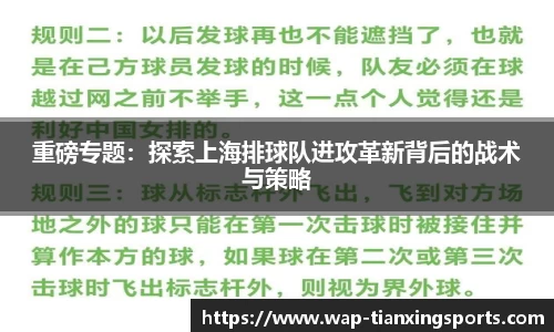 重磅专题：探索上海排球队进攻革新背后的战术与策略